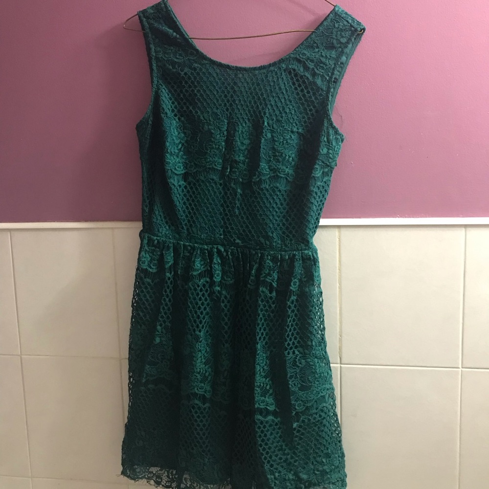 Teal lace dress
